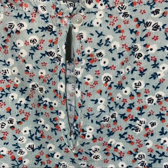 Universal Thread Green Floral Flounce Ruffle Tunic Top XL Sleeveless High Neck - Picture 12 of 12